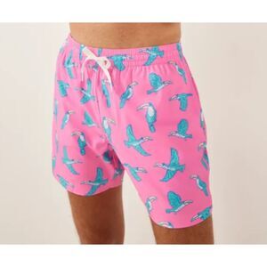 Chubbies Youth The Toucan Do It Stretch Swim Trunks, Pink Bird, Size L (14/16)